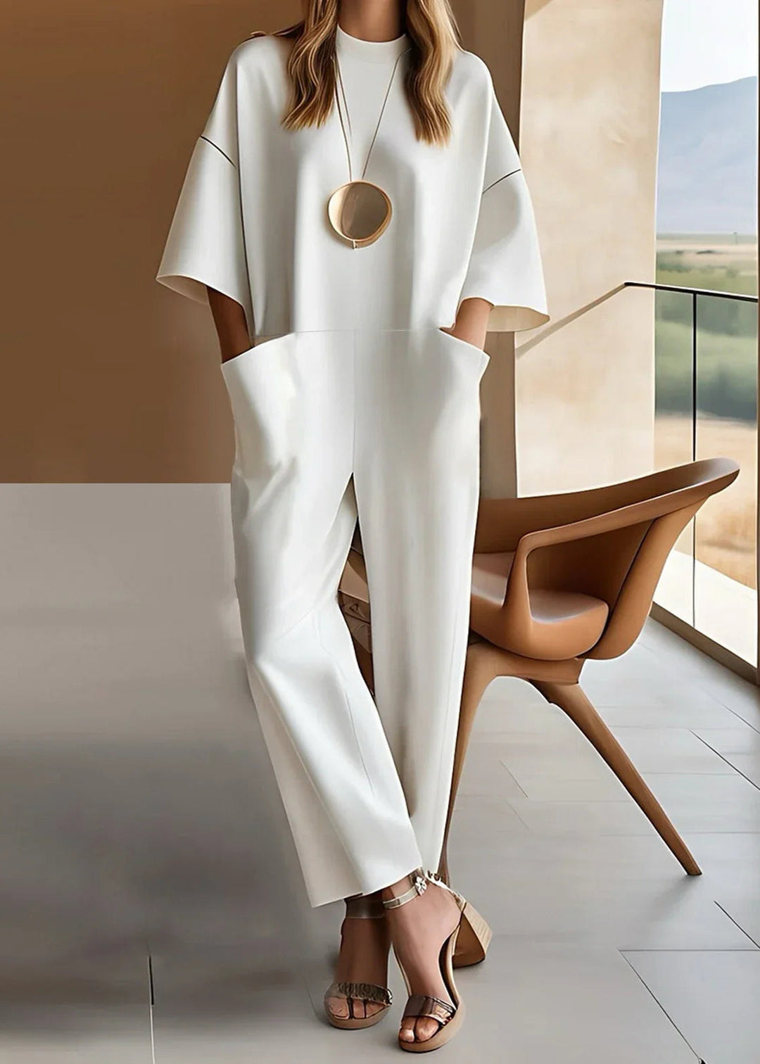 Damen Jumpsuit mit entspanntem Schnitt für Alltag in Weiß