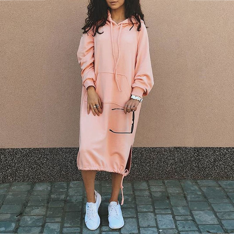 Damen Kapuzenpullover Oversized für Wärmekomfort in Rosa
