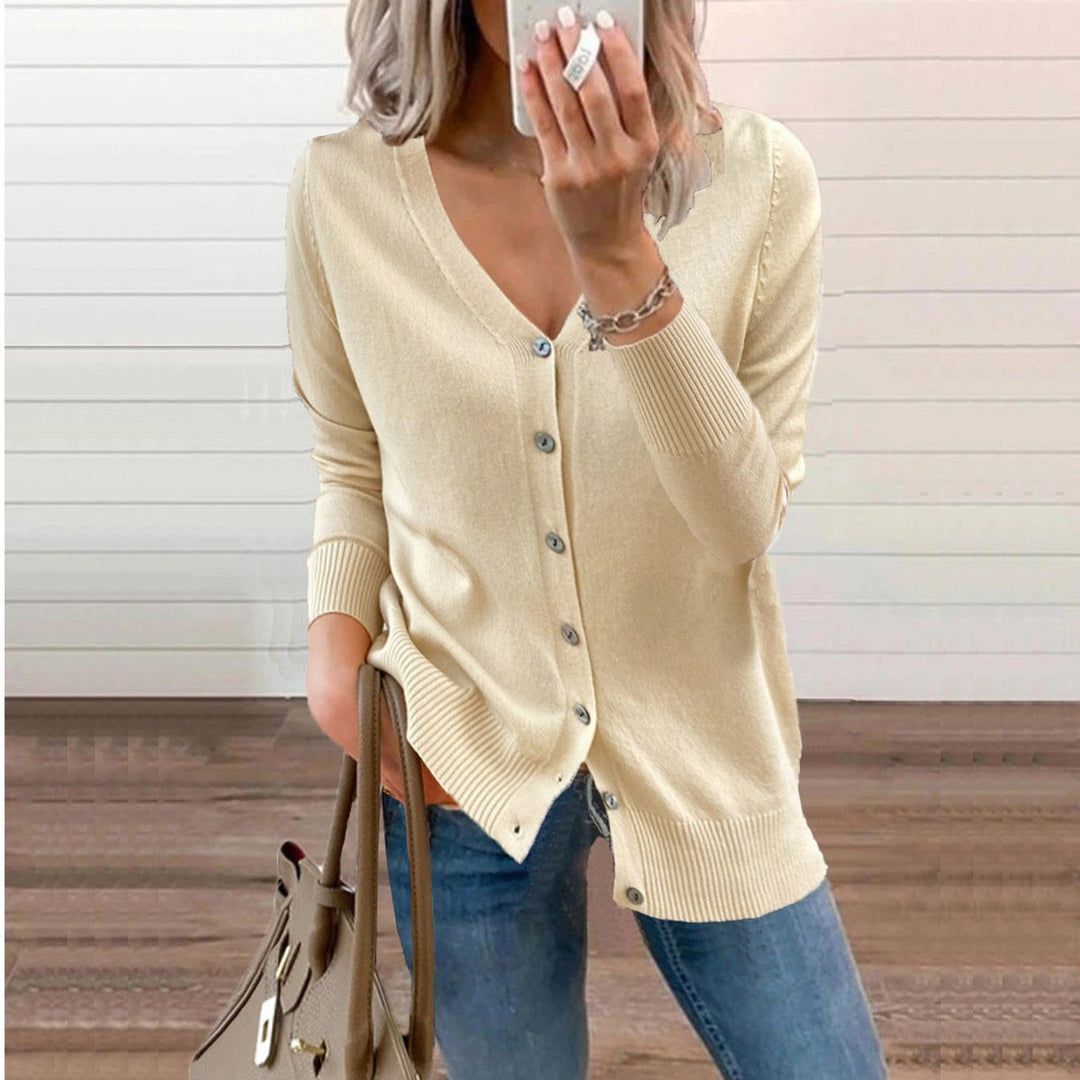 Damen klassische Strickjacke für den Alltag in Beige