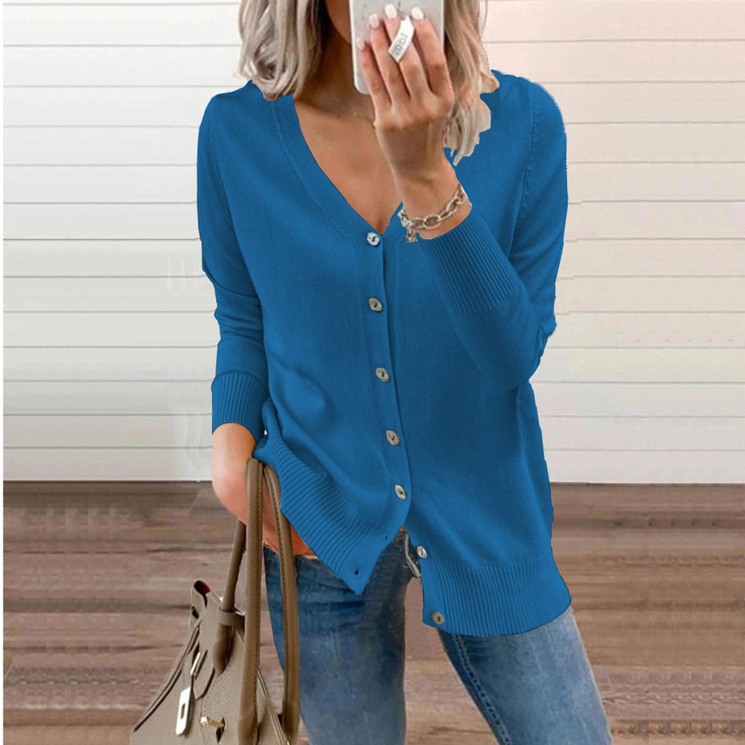 Damen klassische Strickjacke für den Alltag in Blau