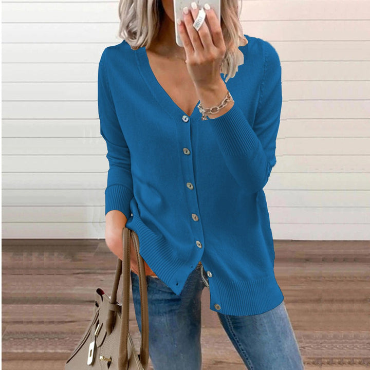 Damen klassische Strickjacke für den Alltag in Blau