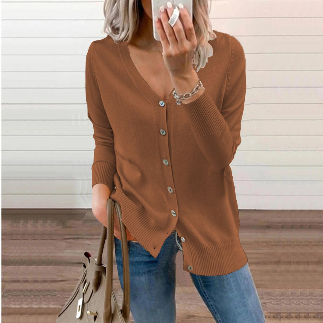 Damen klassische Strickjacke für den Alltag in Braun