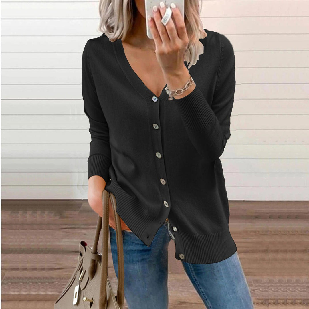 Damen klassische Strickjacke für den Alltag in Schwarz