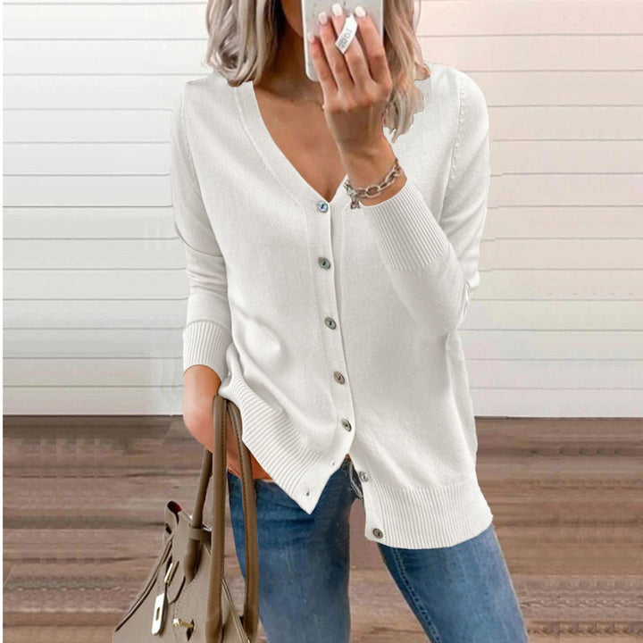Damen klassische Strickjacke für den Alltag in Weiß