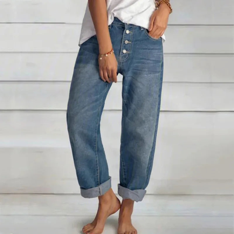 Damen Klassische Weitbein-Jeans in Blau 2
