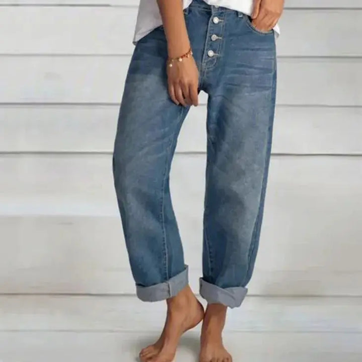 Damen Klassische Weitbein-Jeans in Blau 3
