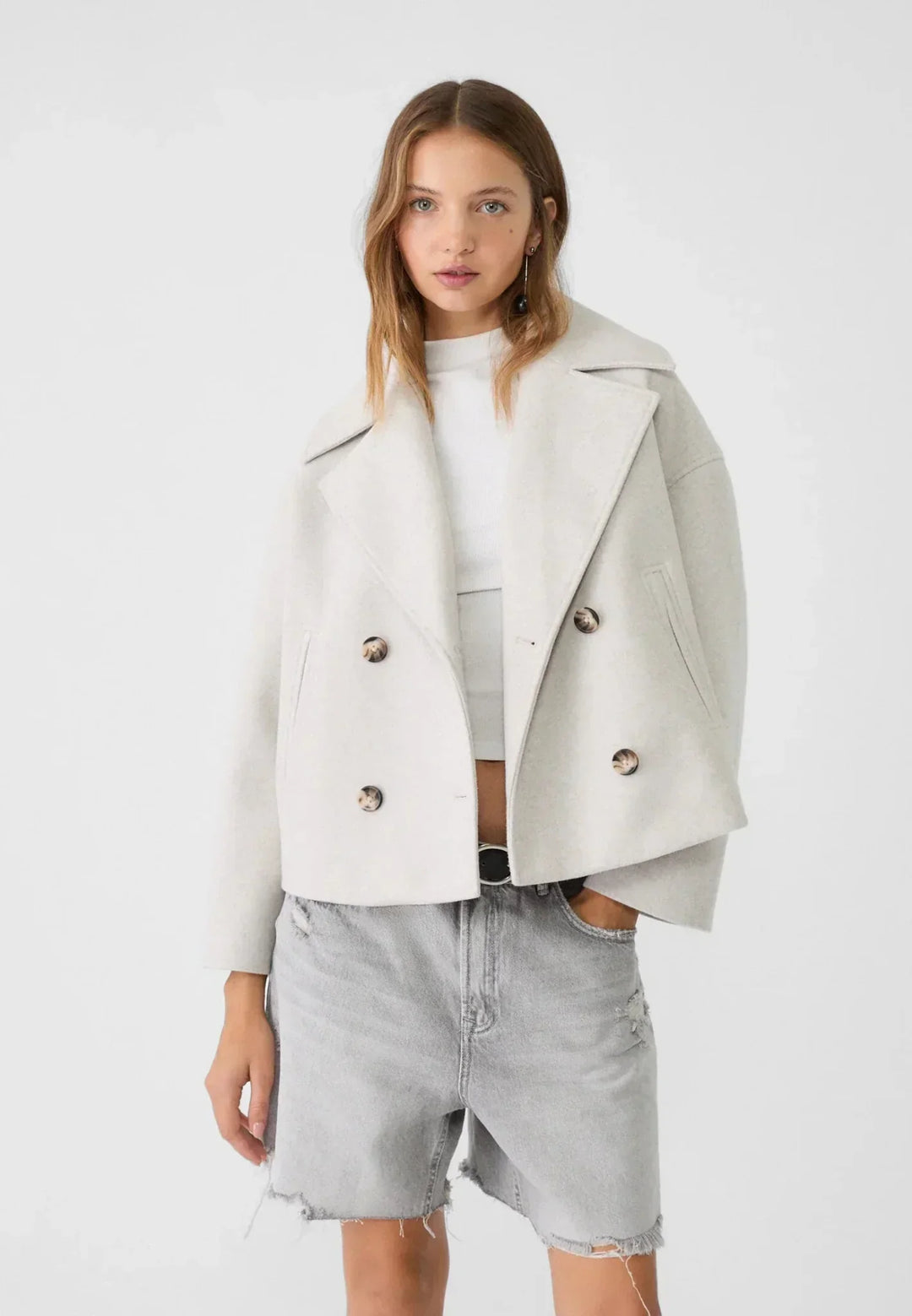 Damen Klassische Woll-Jacke mit Doppelreiher-Design