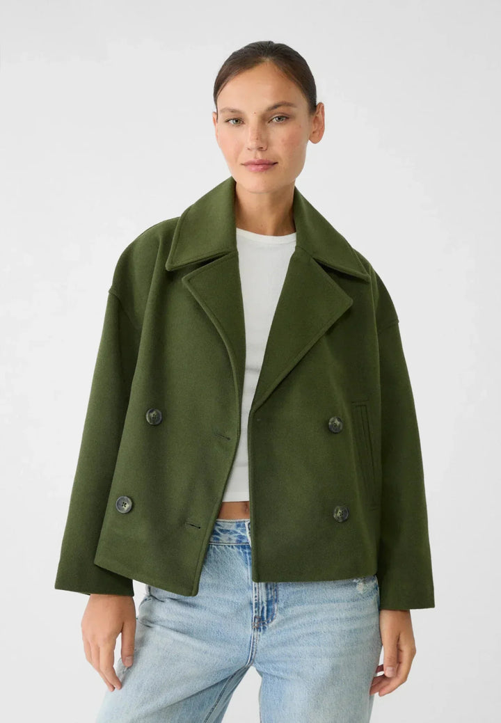 Damen Klassische Woll-Jacke mit Doppelreiher-Design (15)