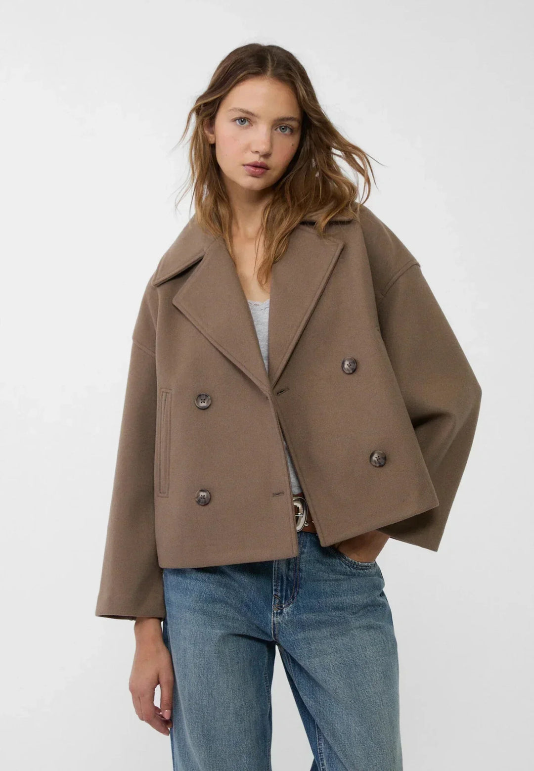Damen Klassische Woll-Jacke mit Doppelreiher-Design (16)