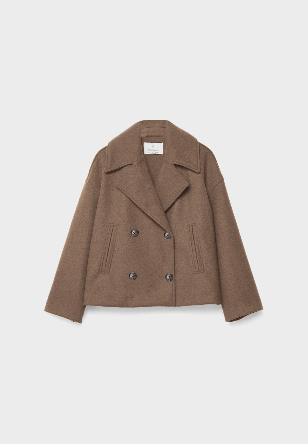 Damen Klassische Woll-Jacke mit Doppelreiher-Design in Braun