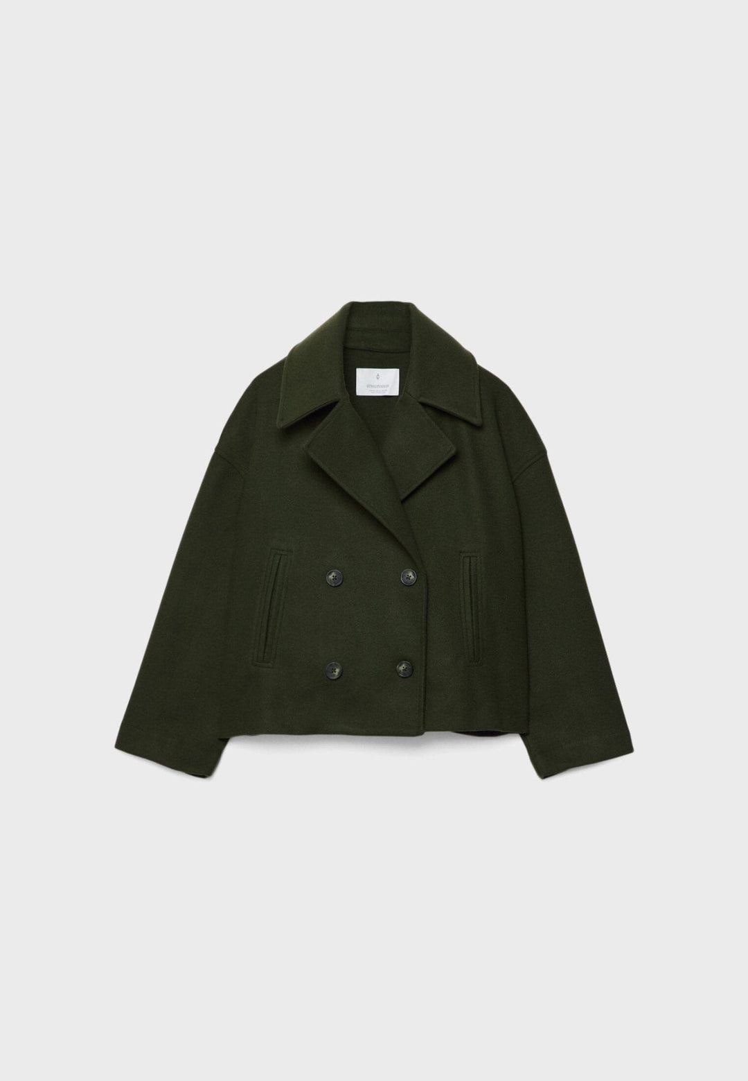 Damen Klassische Woll-Jacke mit Doppelreiher-Design in Grün