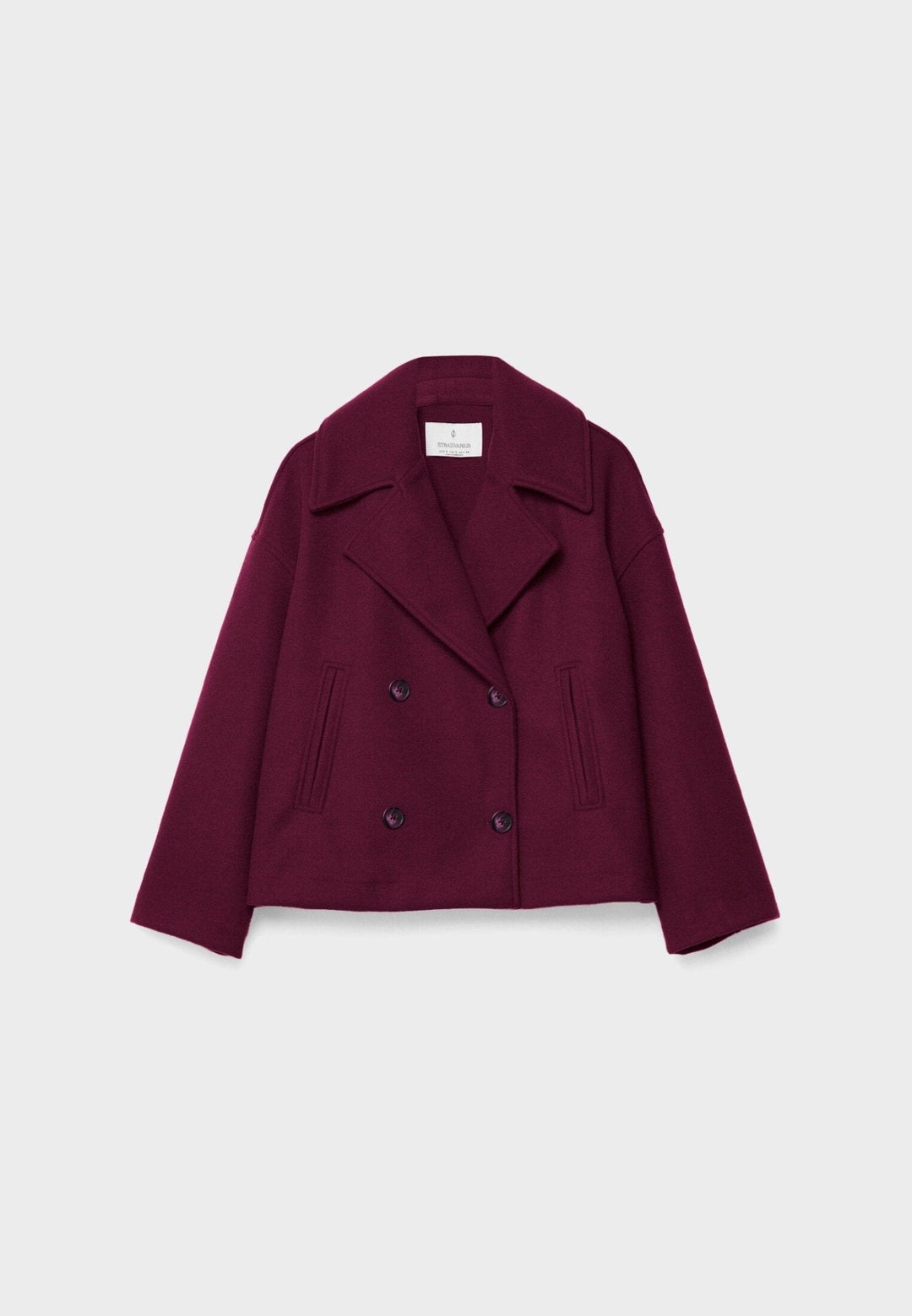 Damen Klassische Woll-Jacke mit Doppelreiher-Design in Rot