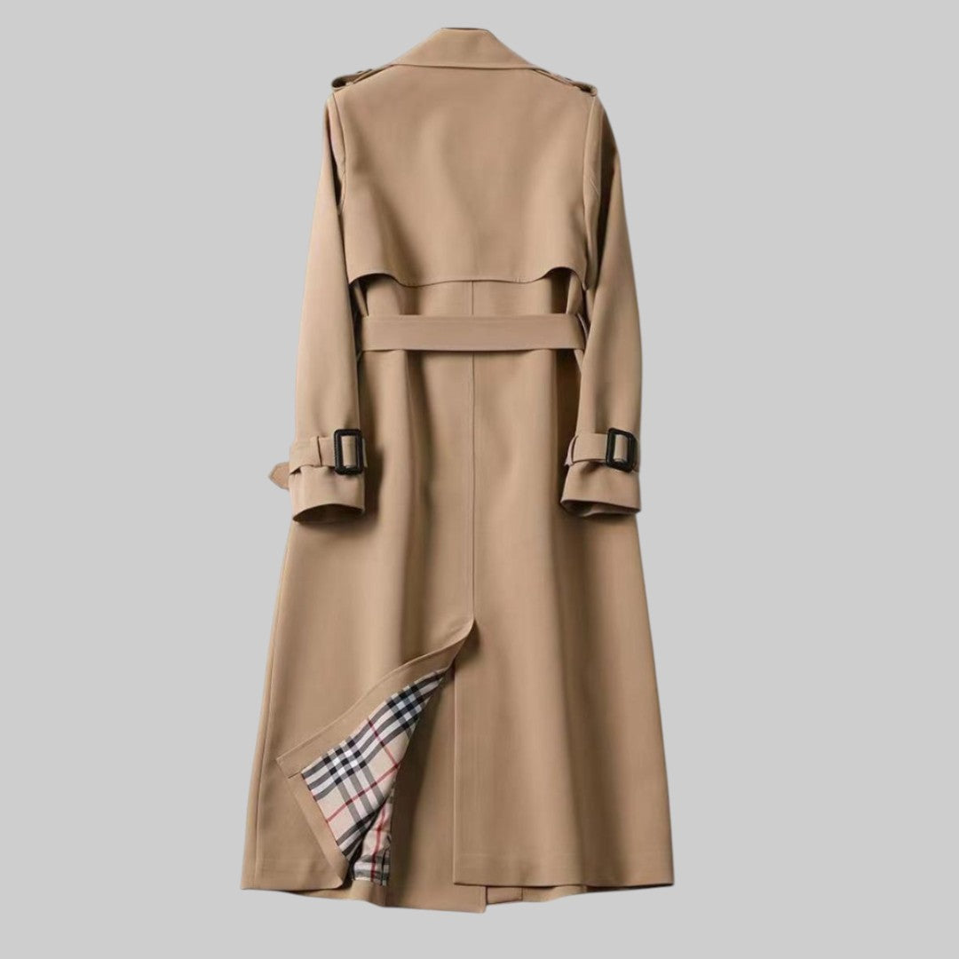 Damen Klassischer Langer Trenchcoat mit Gürtel (6)