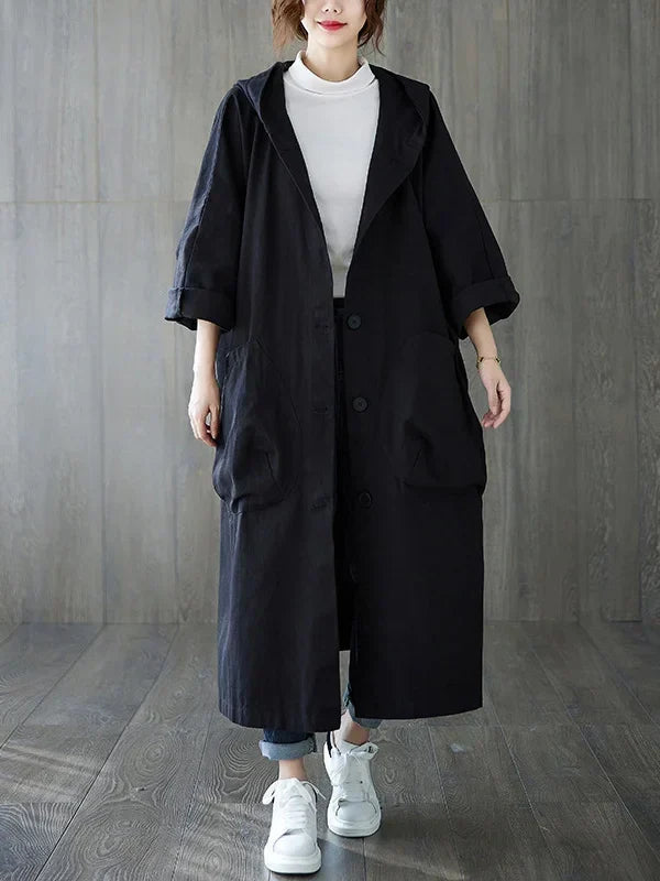 Damen Klassischer Langer Wasserdichter Trenchcoat (3)