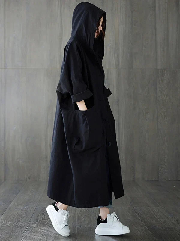 Damen Klassischer Langer Wasserdichter Trenchcoat (4)