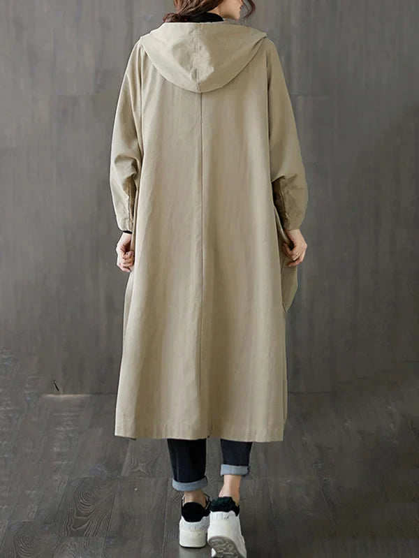 Damen Klassischer Langer Wasserdichter Trenchcoat (5)