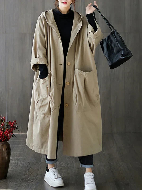 Damen Klassischer Langer Wasserdichter Trenchcoat (6)