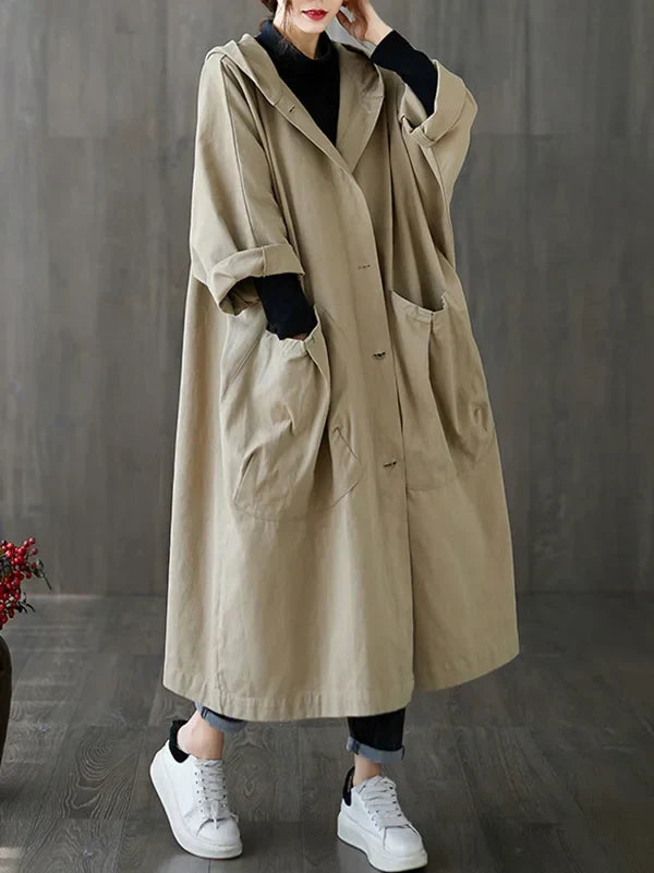 Damen Klassischer Langer Wasserdichter Trenchcoat (7)