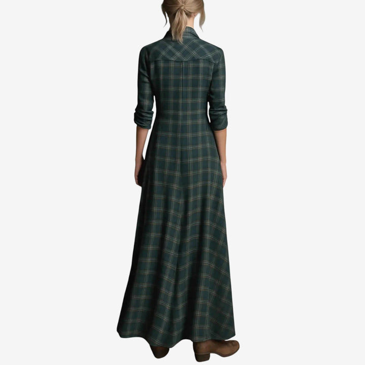 Damen Klassisches Herbstkleid Midilänge im Hemdblusen-Schnitt (3)