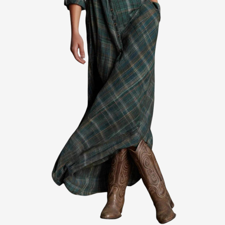 Damen Klassisches Herbstkleid Midilänge im Hemdblusen-Schnitt (4)