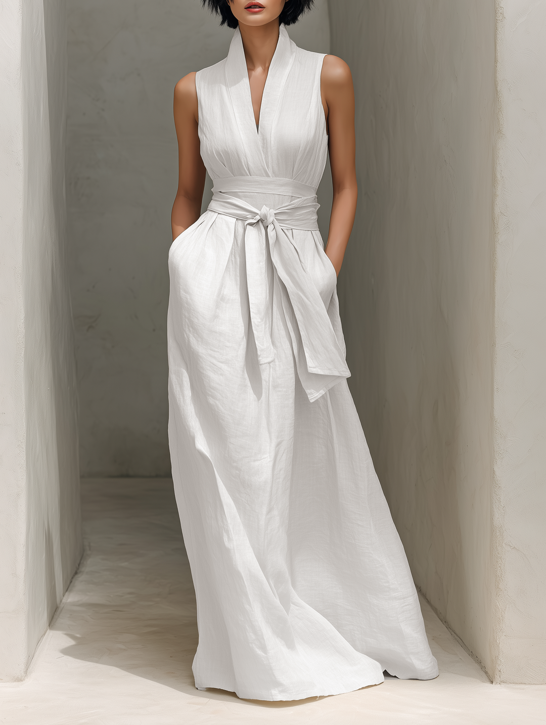 Damen Klassisches Hochzeitsgast Kleid in Maxilänge in Weiß