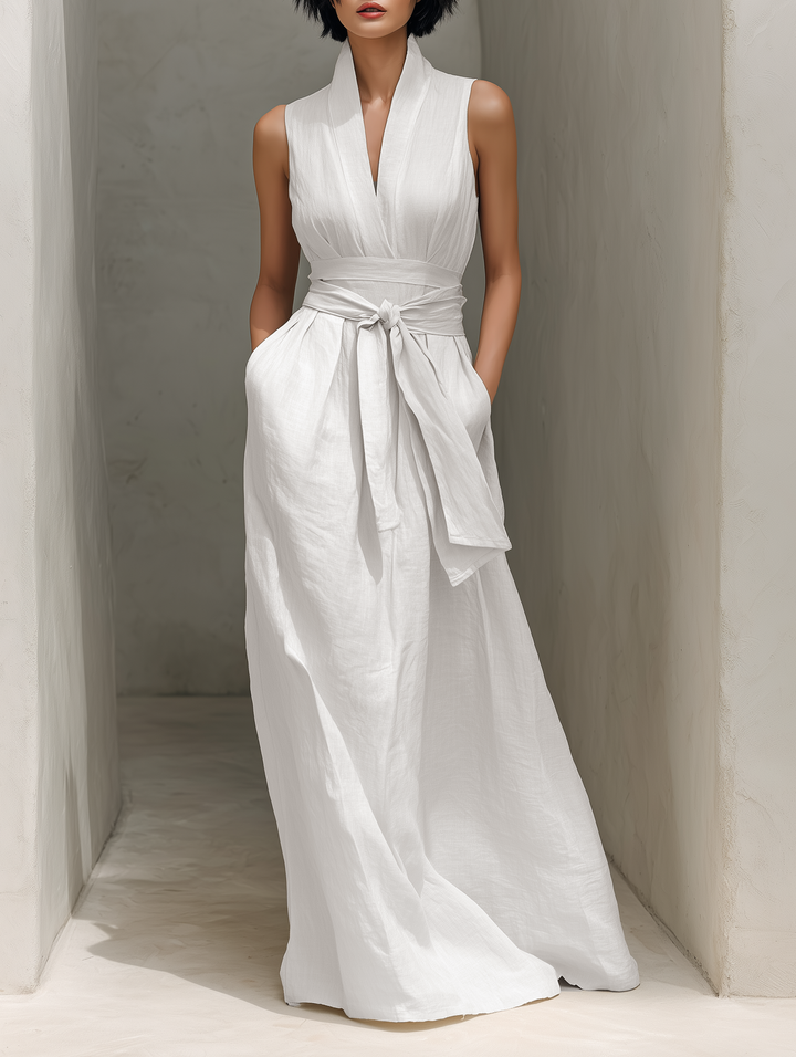 Damen Klassisches Hochzeitsgast Kleid in Maxilänge in Weiß