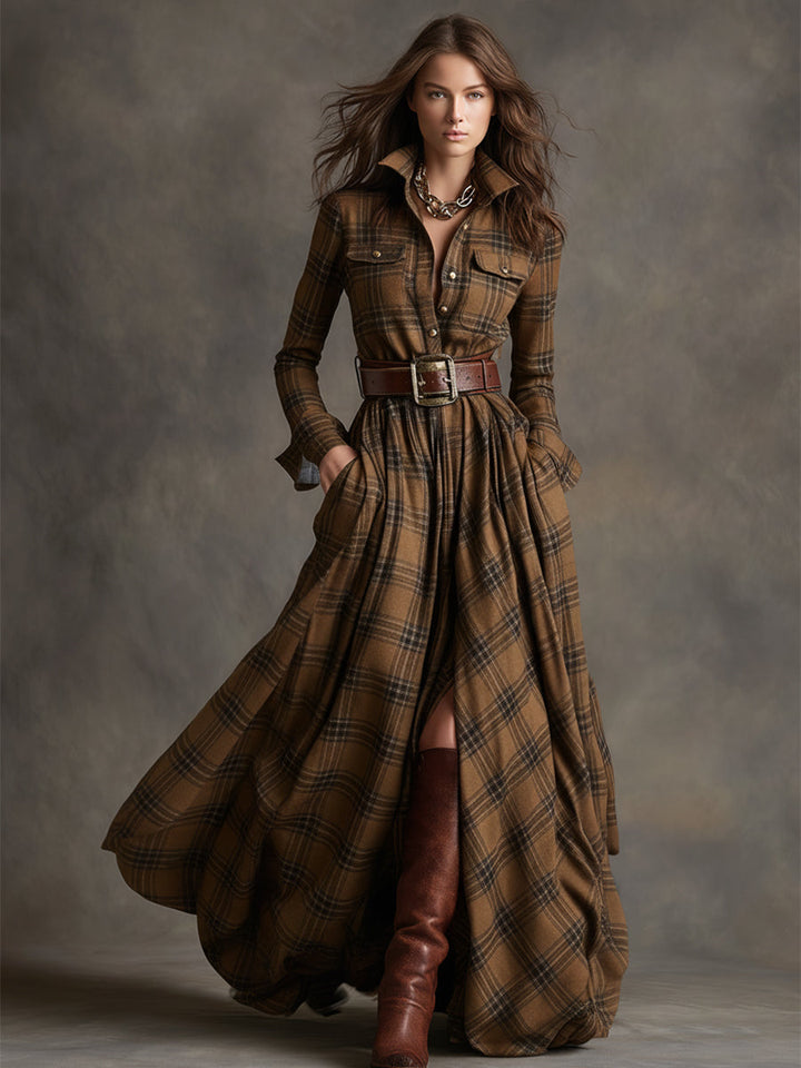 Damen Kleid Herbst elegant mit Gürtel (13)