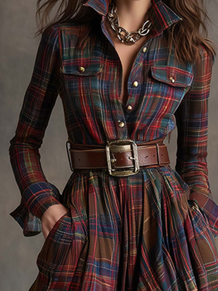Damen Kleid Herbst elegant mit Gürtel (7)