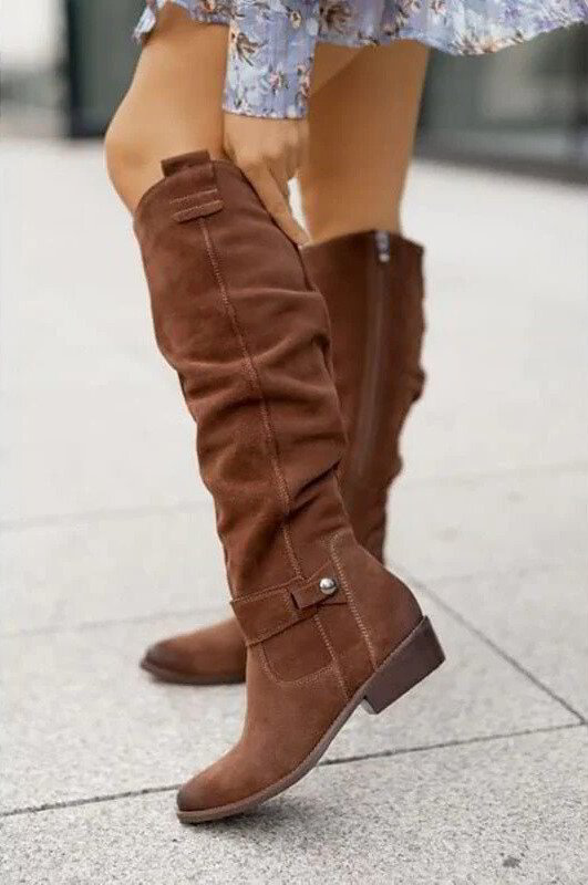 Damen Kniehohe Lederstiefel für Alltag in Braun