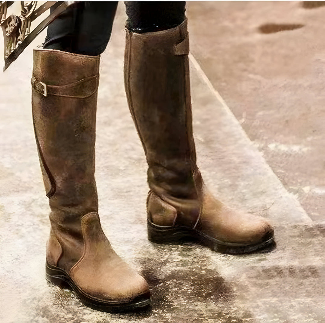 Damen Komfortable Lederstiefel für Alltag in Braun