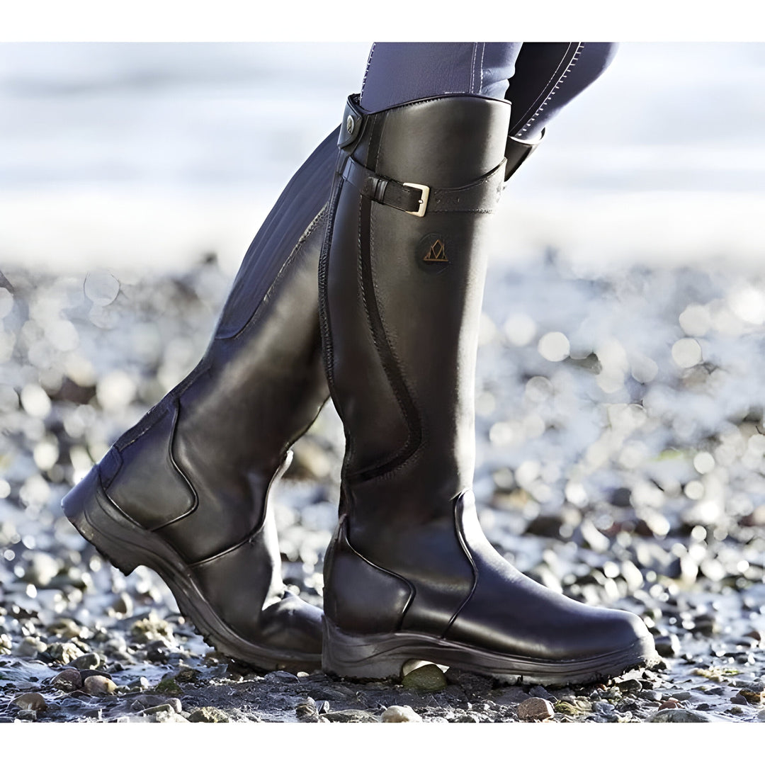 Damen Komfortable Lederstiefel für Alltag in Schwarz