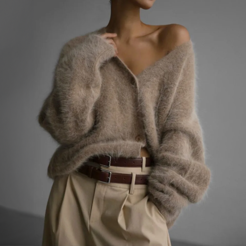Damen Komfortable Strickjacke im Casual-Stil für Alltag in Braun 2