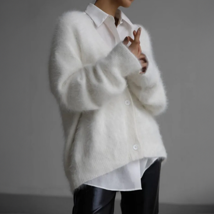 Damen Komfortable Strickjacke im Casual-Stil für Alltag in Weiß
