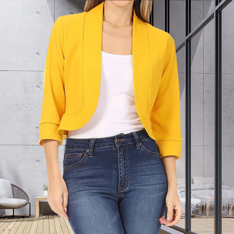Damen Kurzblazer elegant für die Arbeit in Gelb