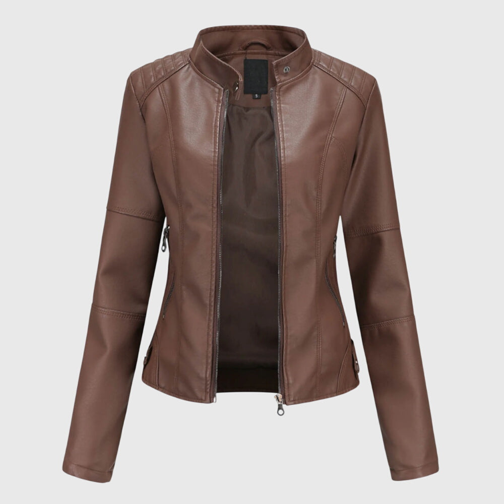 Damen Kurze Jacke für den Übergang in Dunkelbraun