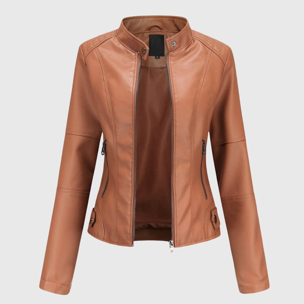 Damen Kurze Jacke für den Übergang in Hellbraun