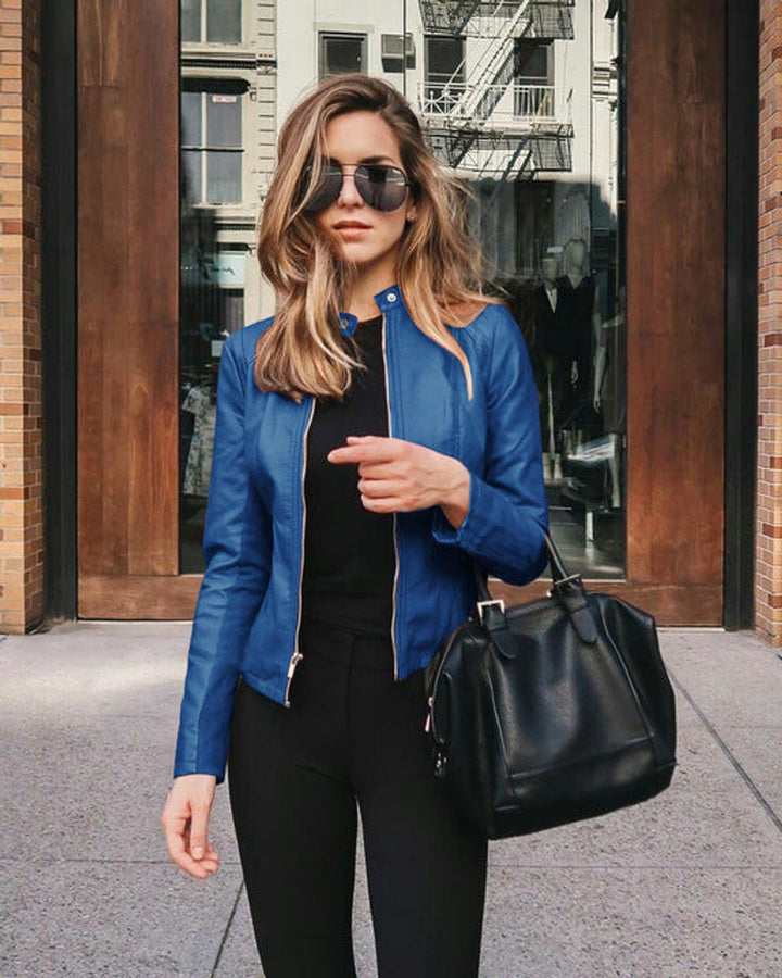 Damen Kurze Jacke im Eleganten Herbst-Stil in Blau