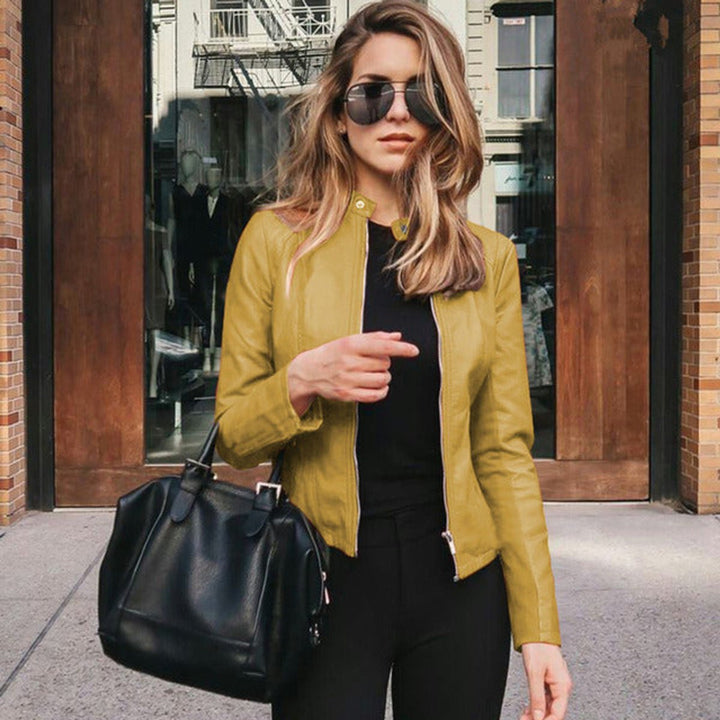 Damen Kurze Jacke im Eleganten Herbst-Stil in Gelb