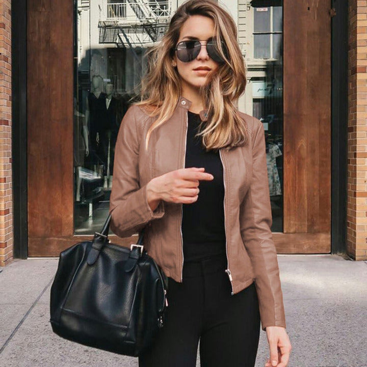 Damen Kurze Jacke im Eleganten Herbst-Stil in Khaki