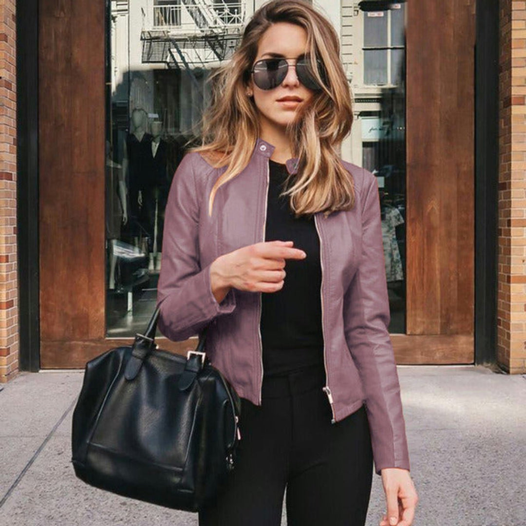Damen Kurze Jacke im Eleganten Herbst-Stil in Lila