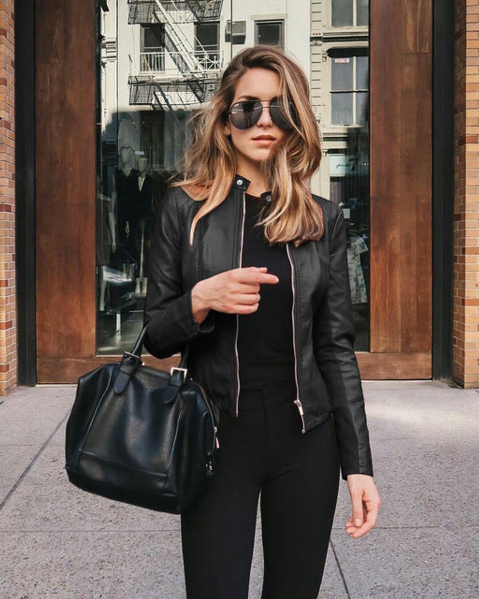 Damen Kurze Jacke im Eleganten Herbst-Stil in Schwarz
