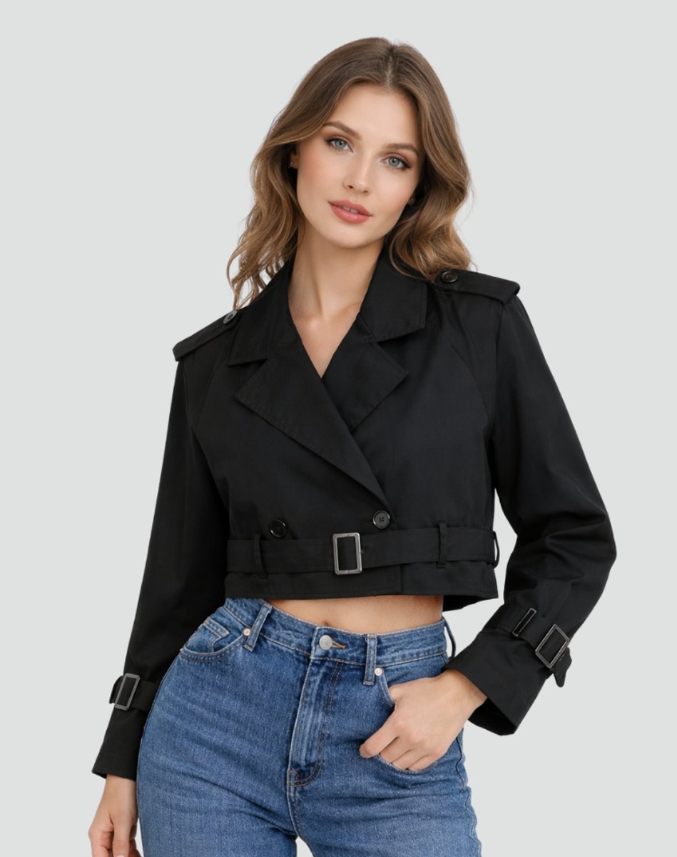 Damen Kurze Jacke im eleganten Trench-Stil (10)