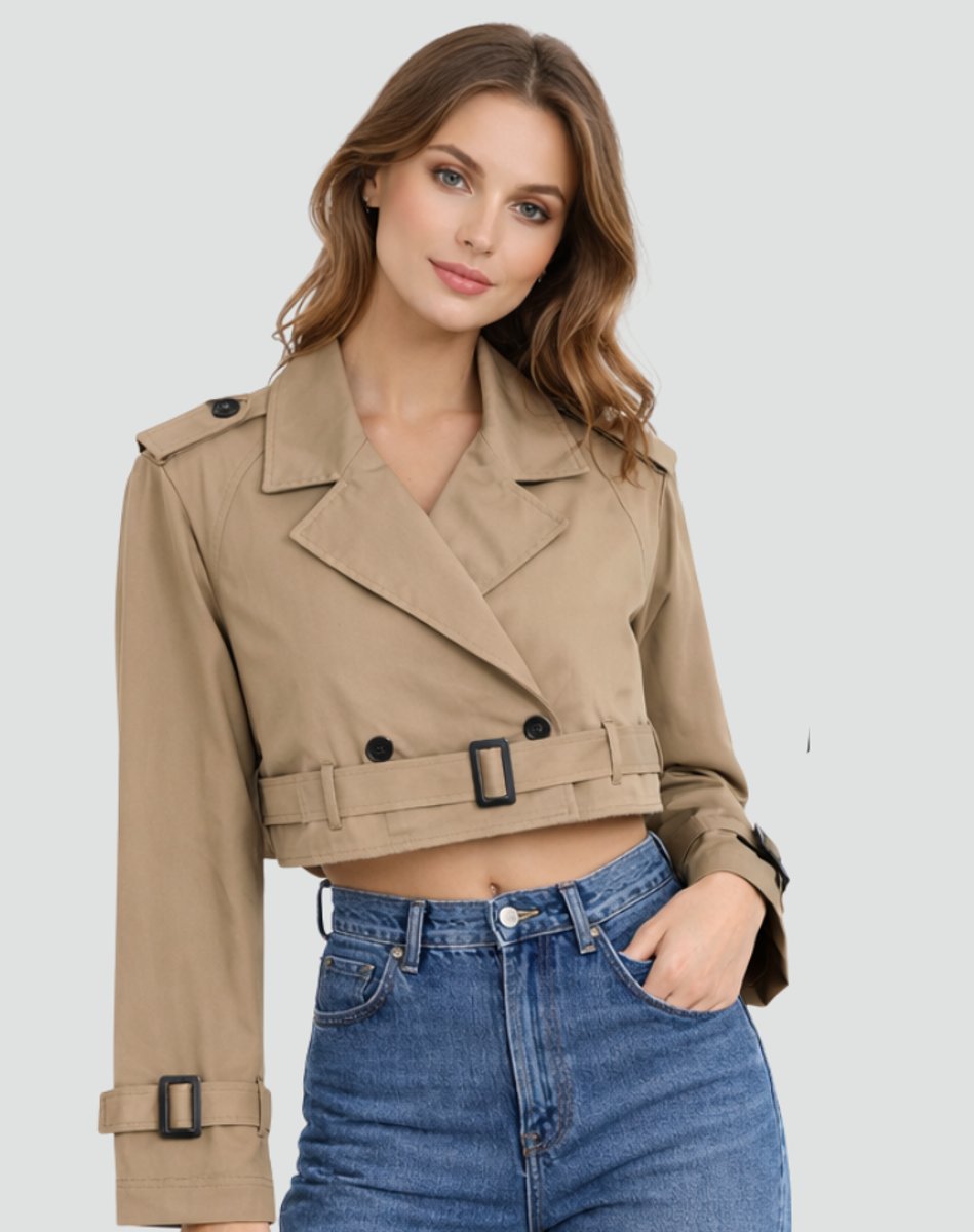 Damen Kurze Jacke im eleganten Trench-Stil (6)