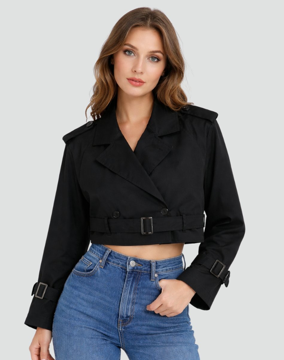 Damen Kurze Jacke im eleganten Trench-Stil (9)