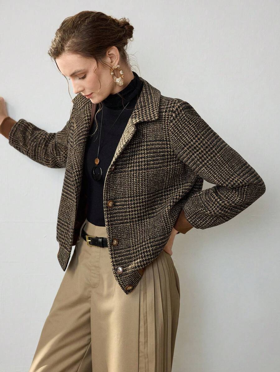 Damen Kurze Jacke im Tweed-Stil für Herbst (2)