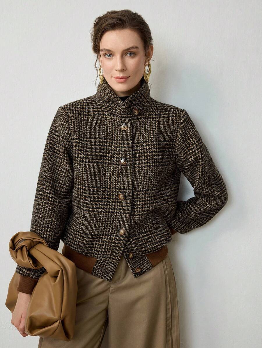 Damen Kurze Jacke im Tweed-Stil für Herbst (3)