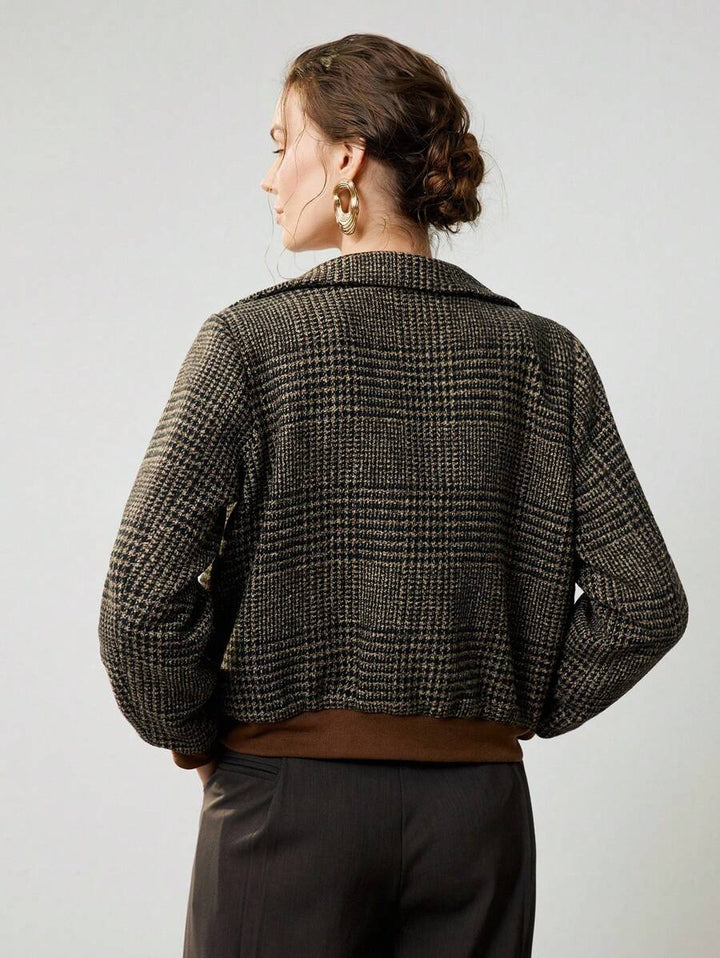 Damen Kurze Jacke im Tweed-Stil für Herbst (4)