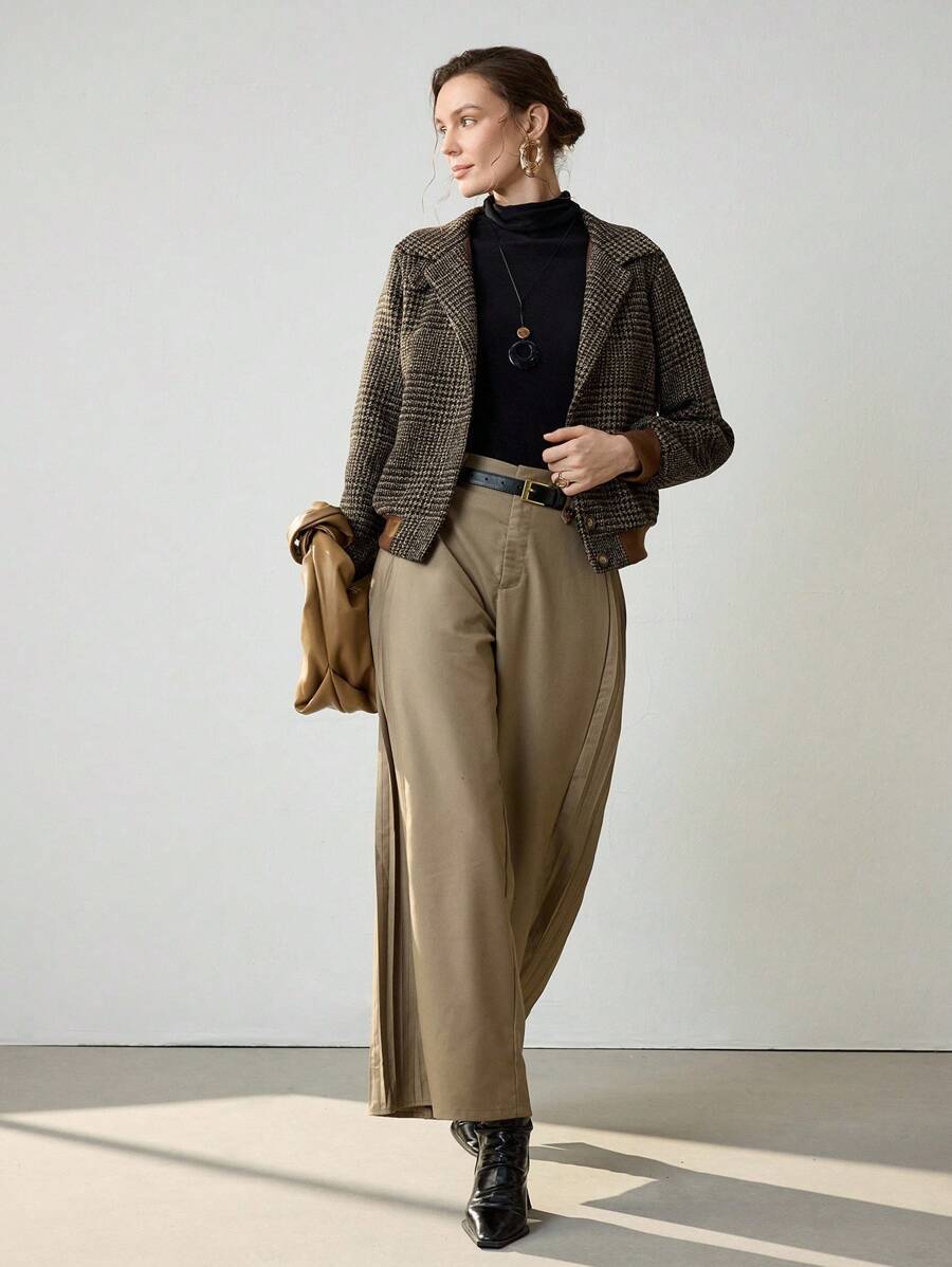 Damen Kurze Jacke im Tweed-Stil für Herbst (5)