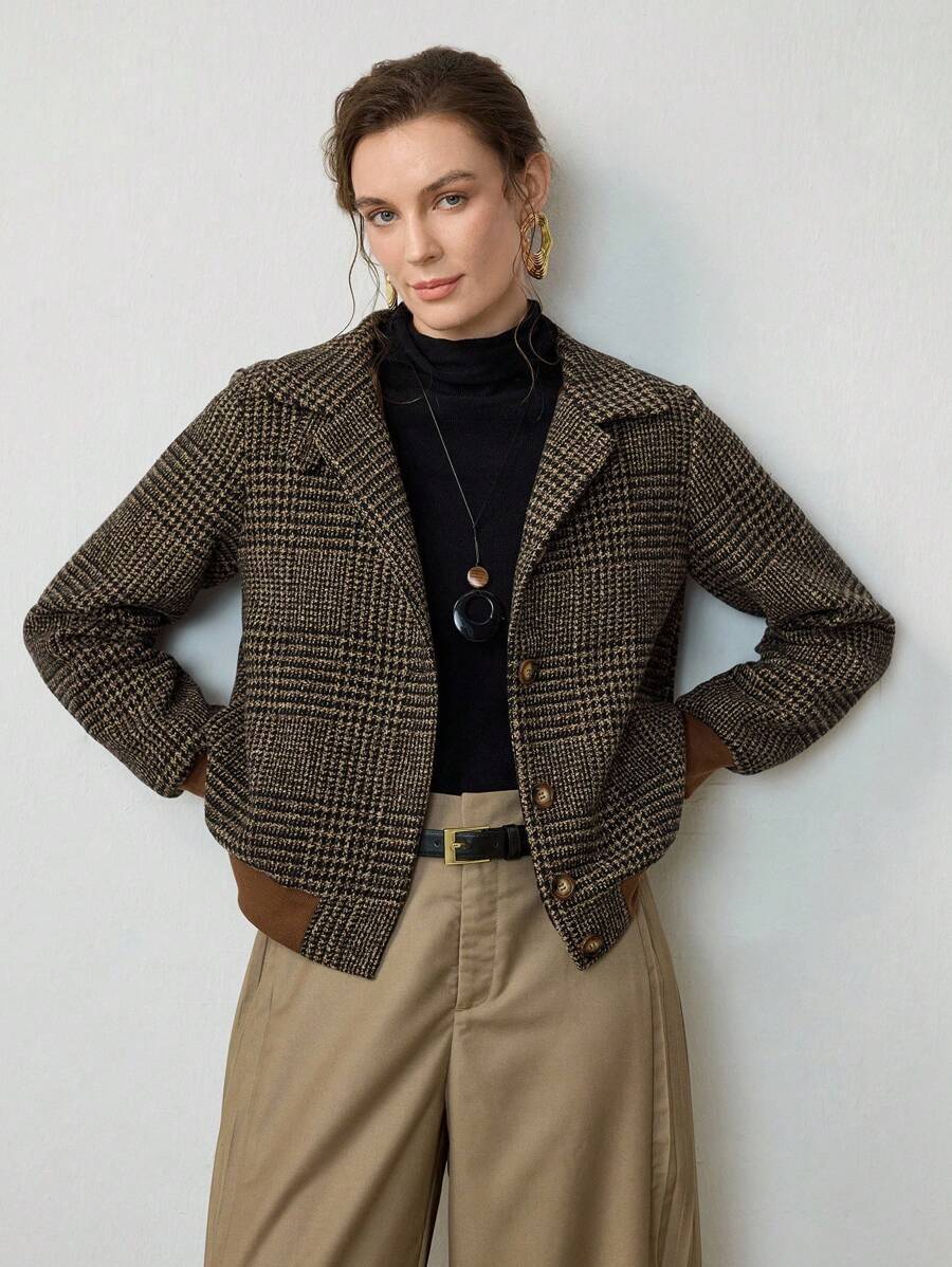 Damen Kurze Jacke im Tweed-Stil für Herbst (6)