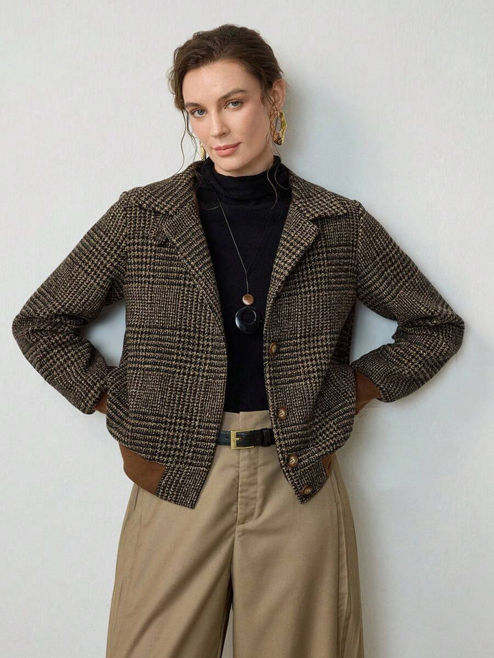 Damen Kurze Jacke im Tweed-Stil für Herbst (6)